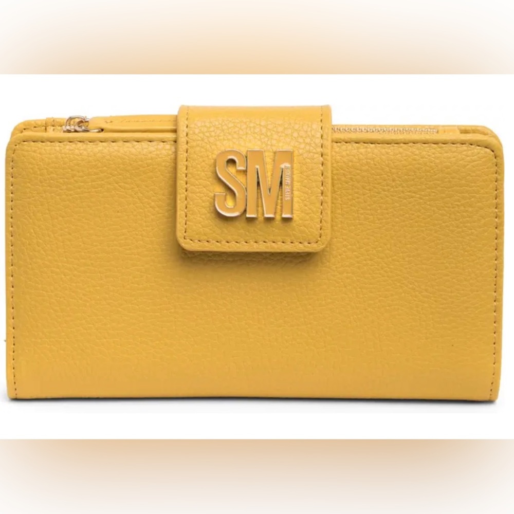 NWT Steve Madden Blindy Smooth Bi-Fold Wallet in Satin Brass OS